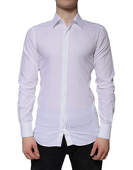 Dolce & Gabbana White Cotton Formal Men GOLD Dress Shirt Dolce & Gabbana Retail Flare