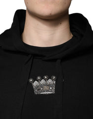 Dolce & Gabbana Black Crown Cotton Hooded Sweatshirt Sweater Dolce & Gabbana Retail Flare