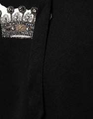 Dolce & Gabbana Black Crown Cotton Hooded Sweatshirt Sweater Dolce & Gabbana Retail Flare