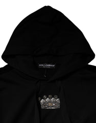 Dolce & Gabbana Black Crown Cotton Hooded Sweatshirt Sweater Dolce & Gabbana Retail Flare