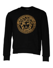 Versace Black Medusa Embroidery Crew Neck Pullover Sweater Versace Retail Flare