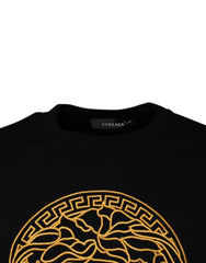 Versace Black Medusa Embroidery Crew Neck Pullover Sweater Versace Retail Flare