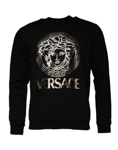 Versace Black Medusa Fleece Men Crew Neck Sweatshirt Sweater Versace Retail Flare