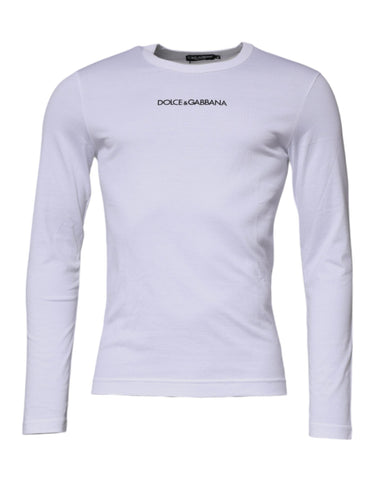 Dolce & Gabbana White Logo Crew Neck Cotton Pullover Sweater Dolce & Gabbana Retail Flare