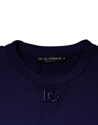 Dolce & Gabbana Blue Cotton Crew Neck Men Pullover Sweater Dolce & Gabbana Retail Flare
