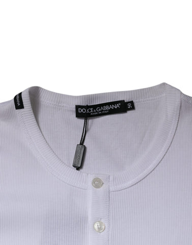 Dolce & Gabbana White Cotton Buttoned Men Pullover Sweater Dolce & Gabbana Retail Flare