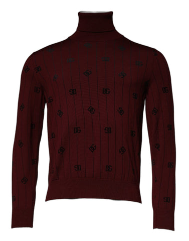 Dolce & Gabbana Maroon Monogram Turtleneck Pullover Sweater Dolce & Gabbana Retail Flare