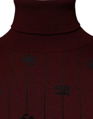 Dolce & Gabbana Maroon Monogram Turtleneck Pullover Sweater Dolce & Gabbana Retail Flare