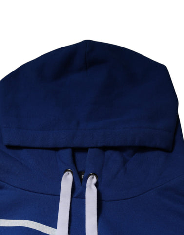 Dolce & Gabbana Blue Logo Print Hooded Sweatshirt Sweater Dolce & Gabbana Retail Flare