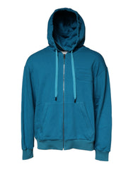 Dolce & Gabbana Blue Logo Cotton Hooded Sweatshirt Sweater Dolce & Gabbana Retail Flare