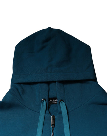 Dolce & Gabbana Blue Logo Cotton Hooded Sweatshirt Sweater Dolce & Gabbana Retail Flare