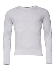 Dolce & Gabbana White Silk Crew Neck Men Pullover Sweater Dolce & Gabbana Retail Flare