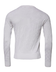 Dolce & Gabbana White Silk Crew Neck Men Pullover Sweater Dolce & Gabbana Retail Flare