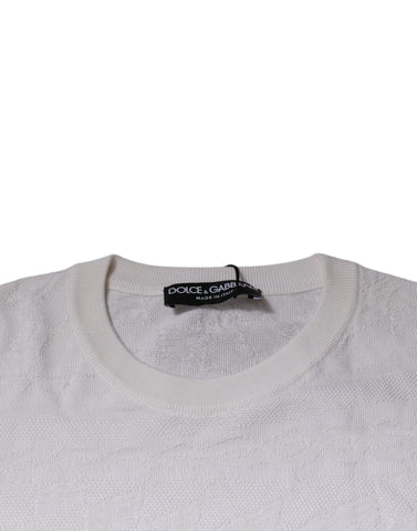 Dolce & Gabbana White Silk Crew Neck Men Pullover Sweater Dolce & Gabbana Retail Flare