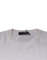 Dolce & Gabbana White Silk Crew Neck Men Pullover Sweater Dolce & Gabbana Retail Flare