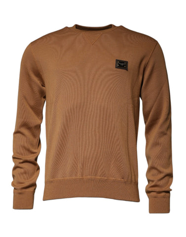 Dolce & Gabbana Brown Logo Plaque Crew Neck Pullover Sweater Dolce & Gabbana Retail Flare