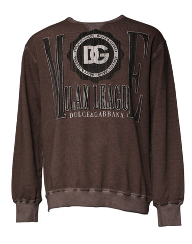 Dolce & Gabbana Brown Logo Print Crew Neck Pullover Sweater Dolce & Gabbana Retail Flare