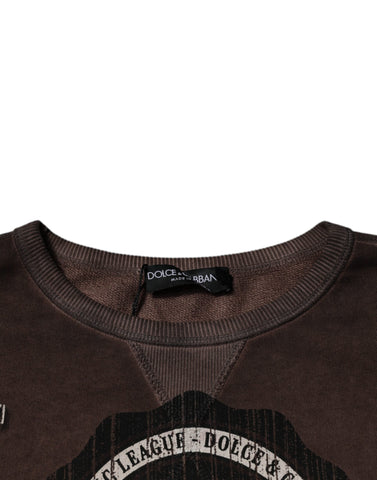 Dolce & Gabbana Brown Logo Print Crew Neck Pullover Sweater Dolce & Gabbana Retail Flare