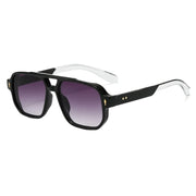 Retro Double Beam Sunnies Leopard Print Eyewear PC Unisex Polarized Sunglasses Square Frame Lightweight Anti-UV Glasses Men