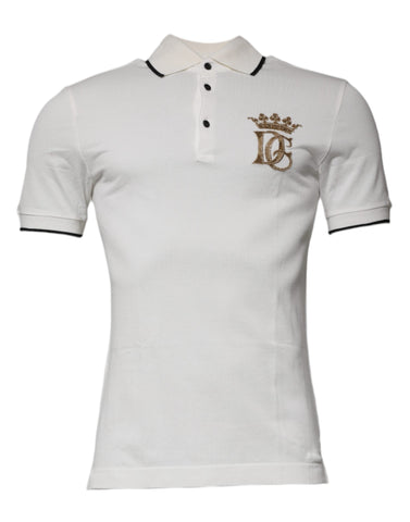 Dolce & Gabbana Off White Crown Cotton Collared Polo T-shirt Dolce & Gabbana Retail Flare