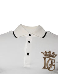 Dolce & Gabbana Off White Crown Cotton Collared Polo T-shirt Dolce & Gabbana Retail Flare