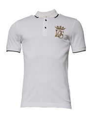 Dolce & Gabbana Off White Crown Cotton Collared Polo T-shirt Dolce & Gabbana Retail Flare