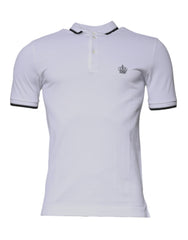 Dolce & Gabbana White Cotton Crown Collared Polo T-shirt Dolce & Gabbana Retail Flare
