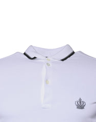 Dolce & Gabbana White Cotton Crown Collared Polo T-shirt Dolce & Gabbana Retail Flare
