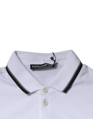 Dolce & Gabbana White Cotton Crown Collared Polo T-shirt Dolce & Gabbana Retail Flare