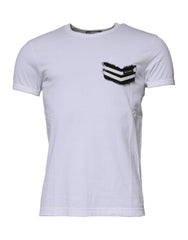 Dolce & Gabbana White Stripes Crew Neck Short Sleeves T-shirt Dolce & Gabbana Retail Flare