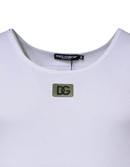 Dolce & Gabbana White Cotton Round Neck Sleeveless T-shirt Dolce & Gabbana Retail Flare