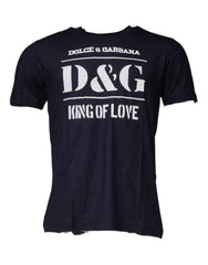 Dolce & Gabbana Blue D&G King Of Love Cotton Crew Neck T-shirt Dolce & Gabbana Retail Flare