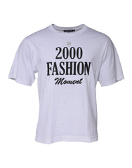 Dolce & Gabbana White Graphic Print Cotton Crew Neck T-shirt Dolce & Gabbana Retail Flare