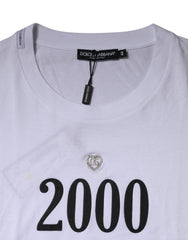Dolce & Gabbana White Graphic Print Cotton Crew Neck T-shirt Dolce & Gabbana Retail Flare