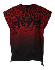 Dolce & Gabbana Red Leopard Print Cotton Sleeveless T-shirt Dolce & Gabbana Retail Flare