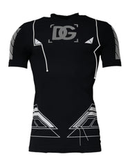 Dolce & Gabbana Black Graphic Print Nylon Crew Neck T-shirt Dolce & Gabbana Retail Flare
