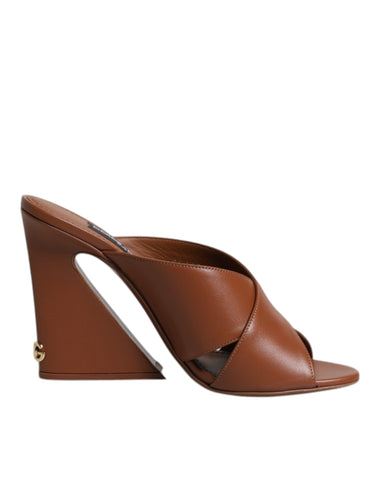 Dolce & Gabbana Maroon Logo KEIRA Leather Slides Sandals Shoes Dolce & Gabbana Retail Flare