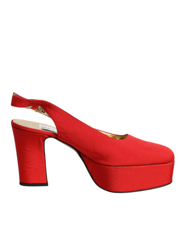 Dolce & Gabbana Red Platform Slingback Heels Sandals Shoes Dolce & Gabbana Retail Flare