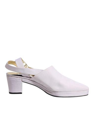 Dolce & Gabbana Off White Block Heel Slingback Sandals Shoes Dolce & Gabbana Retail Flare
