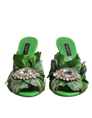 Dolce & Gabbana Green Crystal Slides KEIRA Sandal Shoes Dolce & Gabbana Retail Flare