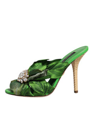 Dolce & Gabbana Green Crystal Slides KEIRA Sandal Shoes Dolce & Gabbana Retail Flare