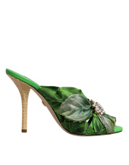 Dolce & Gabbana Green Crystal Slides KEIRA Sandal Shoes Dolce & Gabbana Retail Flare