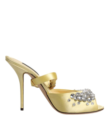 Dolce & Gabbana Yellow Crystal Slides KEIRA Sandals Shoes Dolce & Gabbana Retail Flare