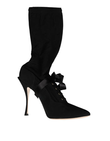 Dolce & Gabbana Black Stiletto Heels Mid Calf Boots Shoes Dolce & Gabbana Retail Flare