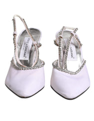 Dolce & Gabbana White Strass Crystal Slingbacks Pumps Shoes Dolce & Gabbana Retail Flare