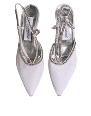 Dolce & Gabbana White Strass Crystal Slingbacks Pumps Shoes Dolce & Gabbana Retail Flare