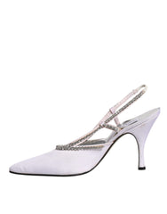 Dolce & Gabbana White Strass Crystal Slingbacks Pumps Shoes Dolce & Gabbana Retail Flare