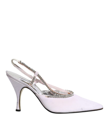 Dolce & Gabbana White Strass Crystal Slingbacks Pumps Shoes Dolce & Gabbana Retail Flare