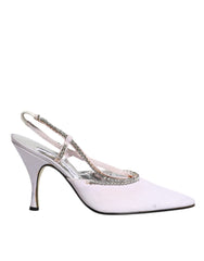 Dolce & Gabbana White Strass Crystal Slingbacks Pumps Shoes Dolce & Gabbana Retail Flare