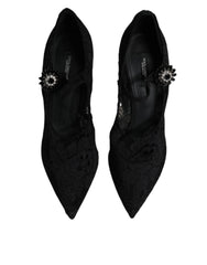 Dolce & Gabbana Black Lace Crystals Mary Jane Pumps Shoes Dolce & Gabbana Retail Flare